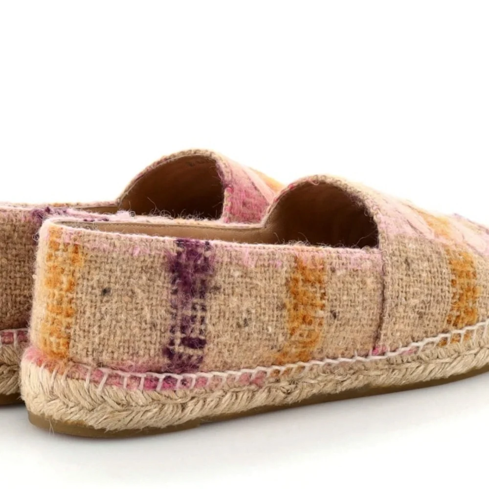CHANEL Pink and Beige Tweed Espadrille Flats - Size 42